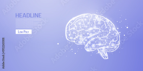 Human brain. Wireframe low poly style. Concept for medical, brain cancer, neural network.  Abstract modern vector illustration on color background.