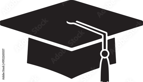 Grad cap silhouette icon. Clipart image isolated on white background