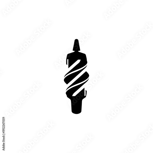 Abstract design featuring a spiraling form and a dark human figure a striking silhouette