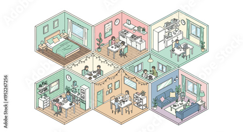 Black silhouette icons depicting various dining cutlery and plate settings