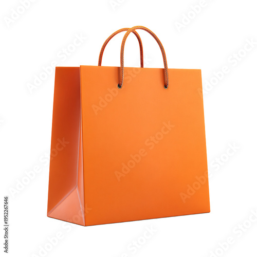 Professional 3D render of orange shopping bag icon isolated on white background