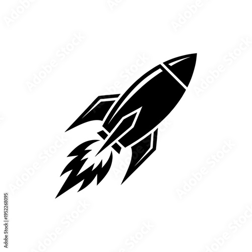 Rocket launch startup business icon vector illustration technology innovation space industry concept.