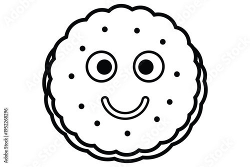 Cute Cookie Coloring Page – Kawaii Dessert Line Art Printable for Kids and Adults