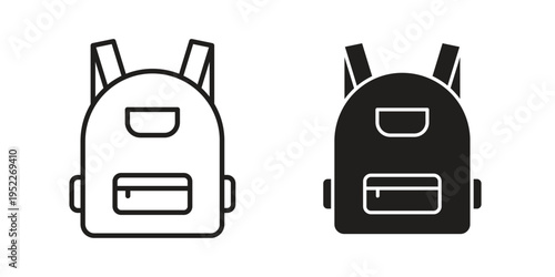 Backpack icon with black color and editable vector