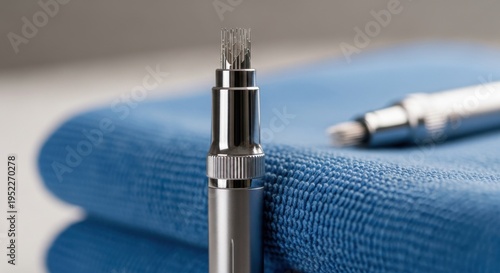 Professional Microneedling Derma Pen with Sterile Needle Cartridge in Beauty Clinic for Advanced Skincare Treatment and Anti-Aging Therapy