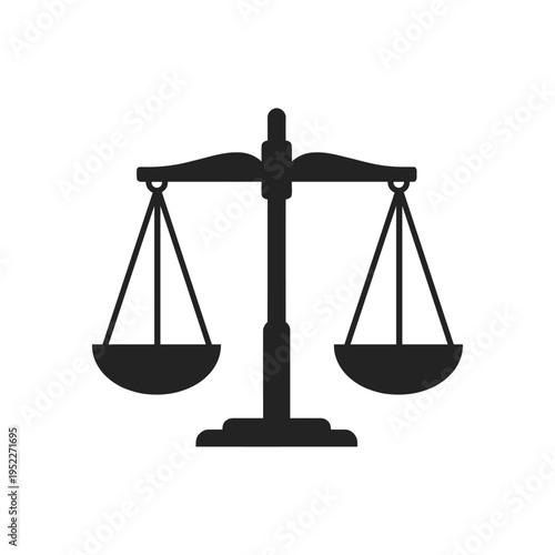 Justice balance icon vector, judicial scales symbol for law and legal design.