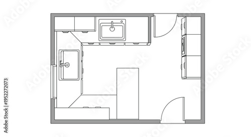 A detailed architectural floor plan design with various rooms and spaces, Generative AI.