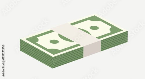 A stack of green paper banknotes with a white band, Generative AI.