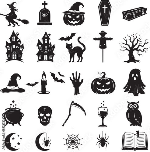 Halloween icons set collection