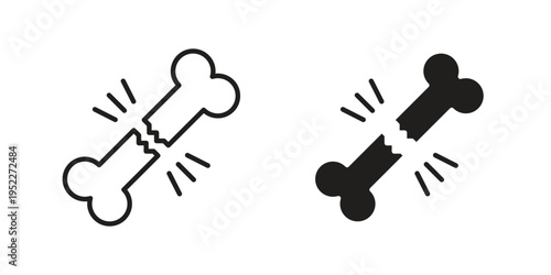 Broken bone icon with black color and editable vector