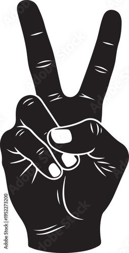 Hand gesture V sign for victory or peace flat vector icon for apps and websites