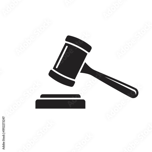 Judge gavel court hammer justice legal icon vector illustration.