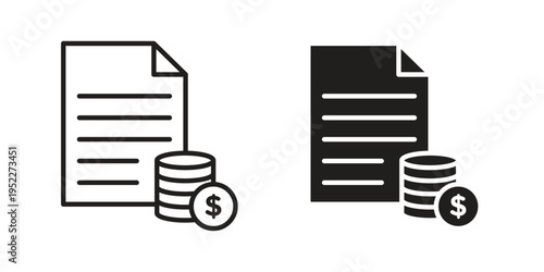 Budget planning icon with black color and editable vector