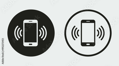 Smartphone connectivity icon design, wireless communication symbol, mobile signal waves, modern technology logo, data transmission and network representation graphic.