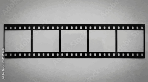 Blank 35mm film strip, vintage photography medium, analog camera negative frames, retro cinematic design, storytelling template for creative visual projects.