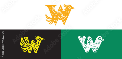 Birds Logo Design With Letter W