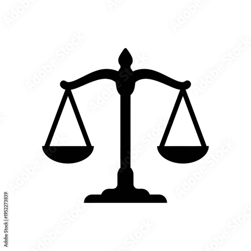 Judicial scales of justice icon vector design, law balance symbol illustration.