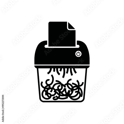 Paper shredder icon, document shredder vector illustration, flat design, isolated on white background for office and business use.