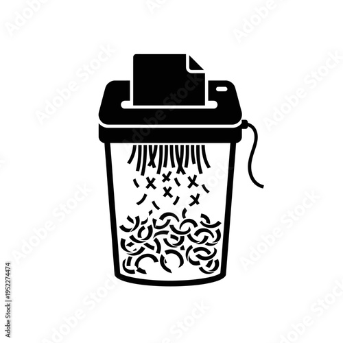 Flat vector paper shredder icon, document shredder illustration, perfect for office, business, and productivity graphics.