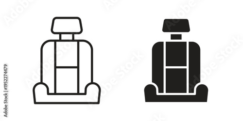 Car seat icon with black color and editable vector