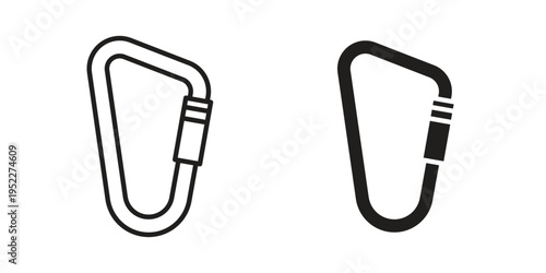 Carabiner icon with black color and editable vector