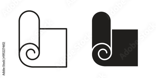 Carpet roll icon with black color and editable vector