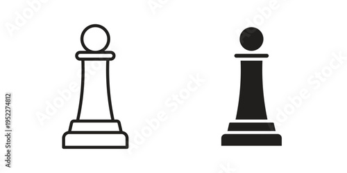 Chess pawn icon with black color and editable vector