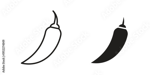 Chili icon with black color and editable vector