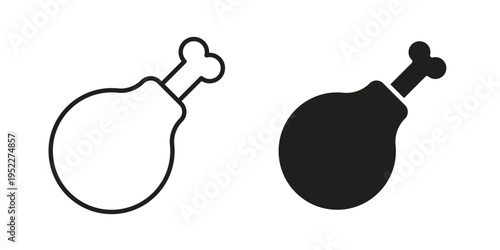 Chicken leg icon with black color and editable vector