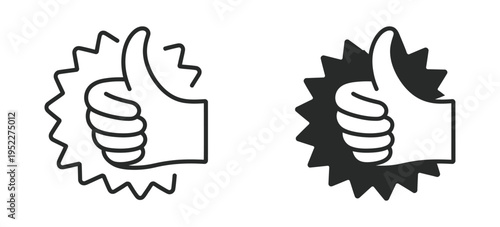Thumbs Up funny cartoon style, hand drawn gesture, social media like symbol, success concept, positive approval, and “well done” idea vector illustration.