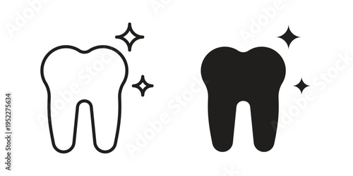 clean tooth icon with black color and editable vector