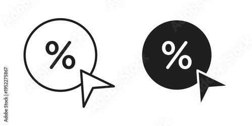 Click through rate icon with black color and editable vector