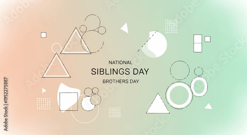 National siblings day celebration background with geometric shapes and pastel colors