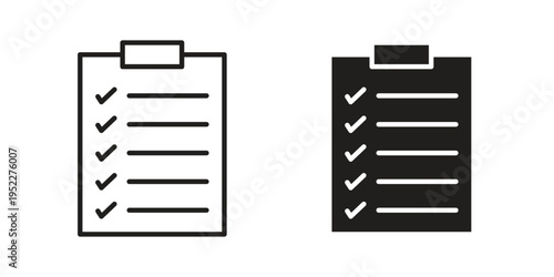 Clipboard check icon with black color and editable vector
