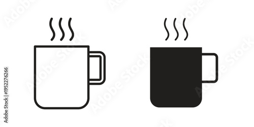 Coffee mug icon with black color and editable vector