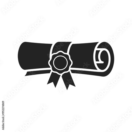 Diploma scroll icon silhouette illustration of an achievement award scroll.