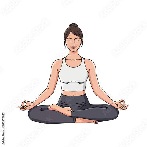 Woman in Lotus Position, Meditating and Practicing Yoga for Inner Peace and Well-being