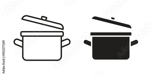 Cooking pot icon with black color and editable vector