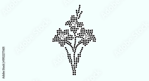 Elegant Black and White Floral Design Made of Dots, Perfect for Decorative Applications