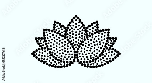 A mesmerizing lotus flower, intricately designed with a multitude of small, dark dots, creating a unique and artistic representation of this spiritual bloom
