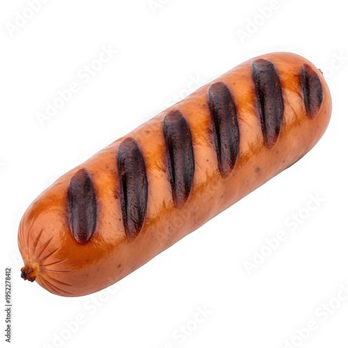 A grilled hot dog with dark grill marks png isolated on transparent background
