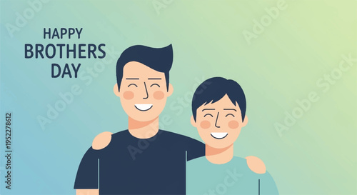 Brothers smiling together happy brothers day sibling love and friendship concept