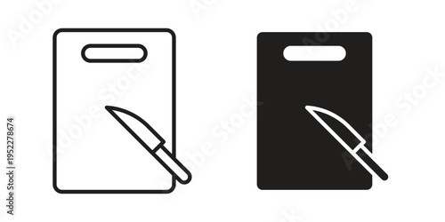 Cutting board with knifes icon with black color and editable vector