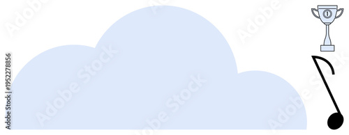 Cloud storage concept. Cloud technology storing music files and achievement data. Cloud enabling seamless music streaming, data backup, and shared achievements. For media, music, and tech