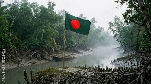 Bangladesh Flag in the Sundarbans Mangrove Forest