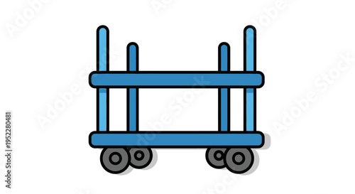Blue industrial cart with wheels, a platform for transport