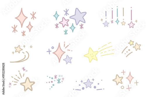 手書き風のパステルカラーのキラキラ素材集