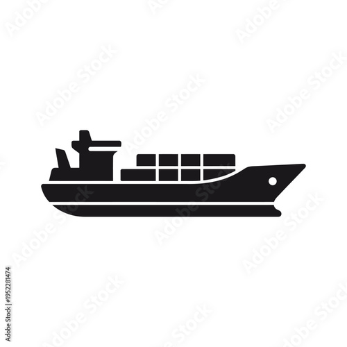 Cargo container ship icon. Isolated vector illustration.