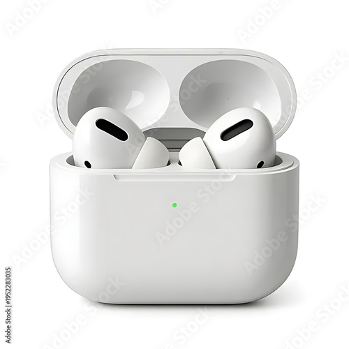 wireless earbuds charging case isolated on white background