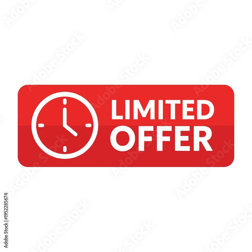 Limited Offer Time Clock Icon Red Banner